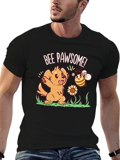 Bee Pawsome Dog T-Shirt - Cute Cartoon Style