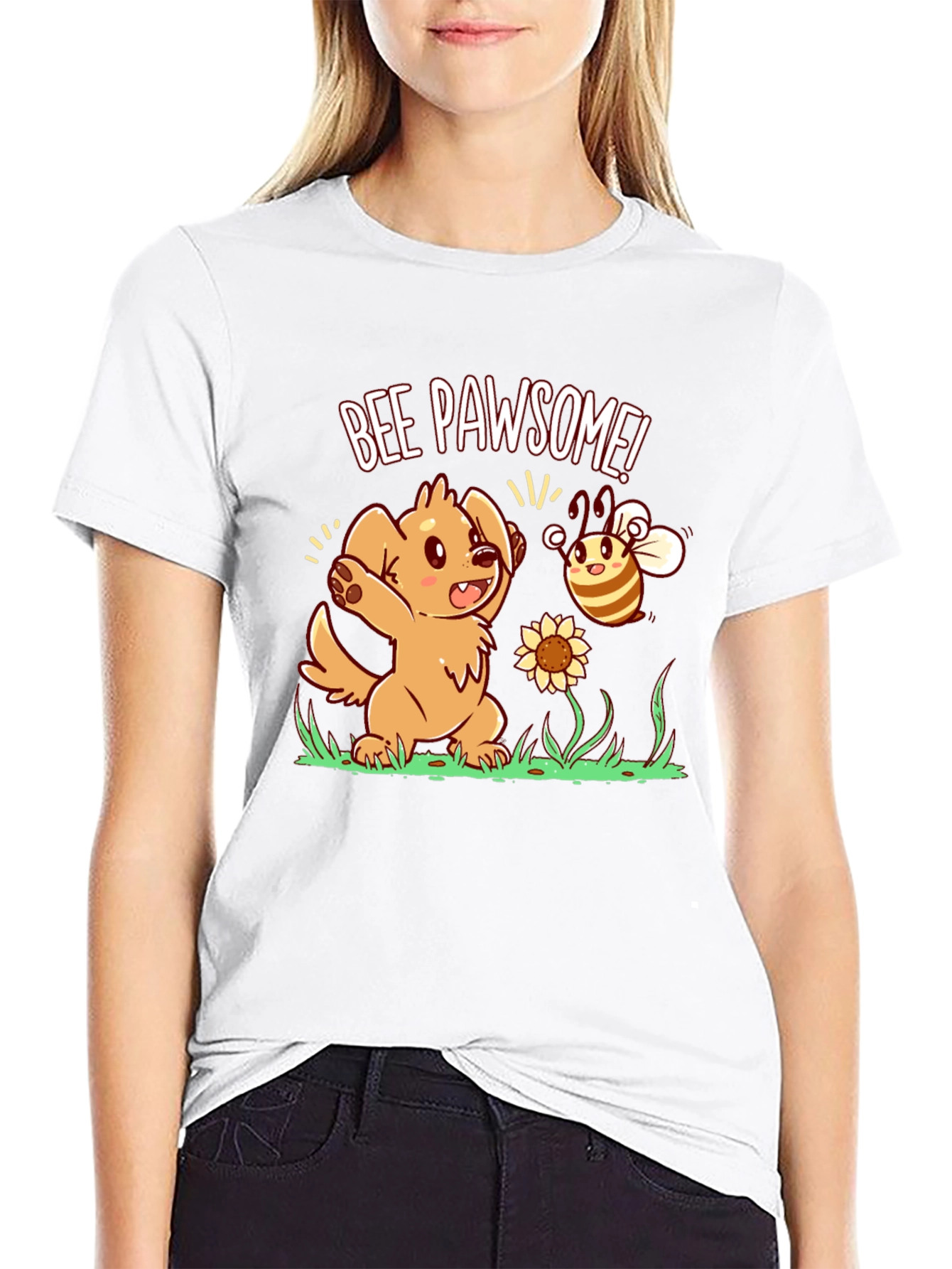 Bee Pawsome Dog T-Shirt - Cute Cartoon Style