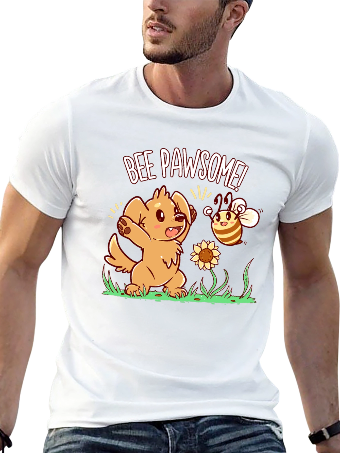 Bee Pawsome Dog T-Shirt - Cute Cartoon Style