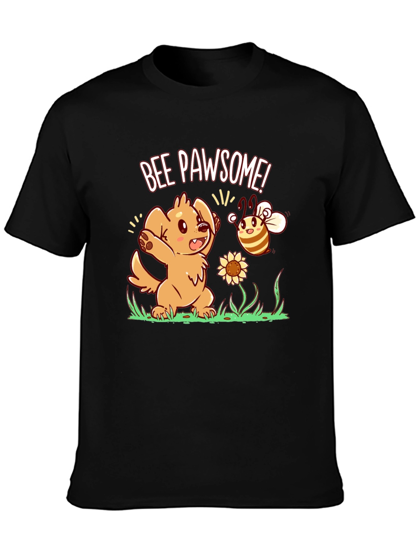 Bee Pawsome Dog T-Shirt - Cute Cartoon Style