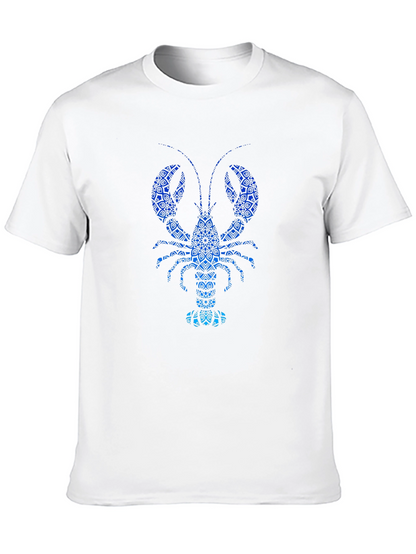 Blue Lobster Graphic Print Mens Black T-Shirt