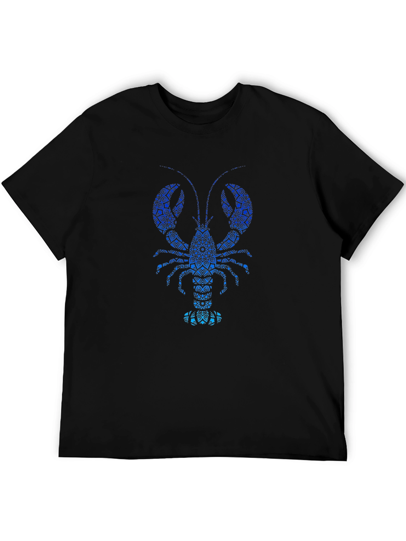 Blue Lobster Graphic Print Mens Black T-Shirt