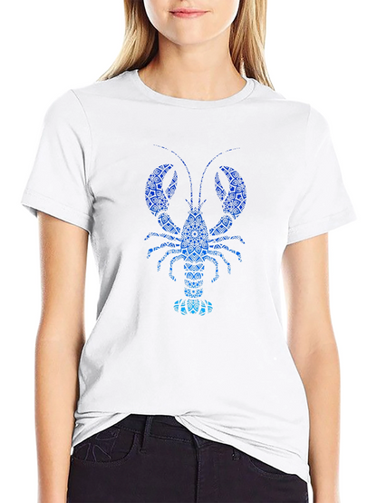 Blue Lobster Graphic Print Mens Black T-Shirt