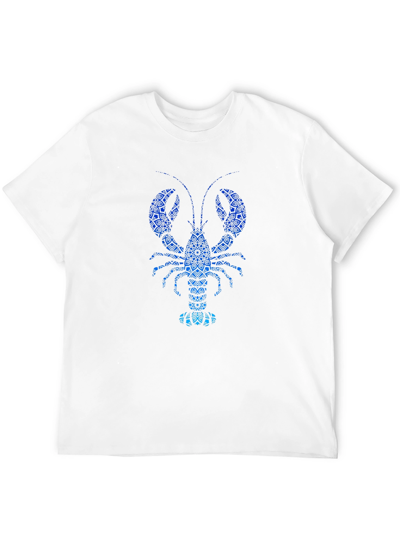 Blue Lobster Graphic Print Mens Black T-Shirt