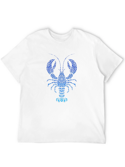Blue Lobster Graphic Print Mens Black T-Shirt