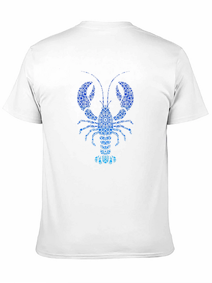 Blue Lobster Graphic Print Mens Black T-Shirt