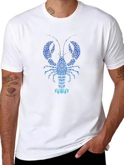 Blue Lobster Graphic Print Mens Black T-Shirt