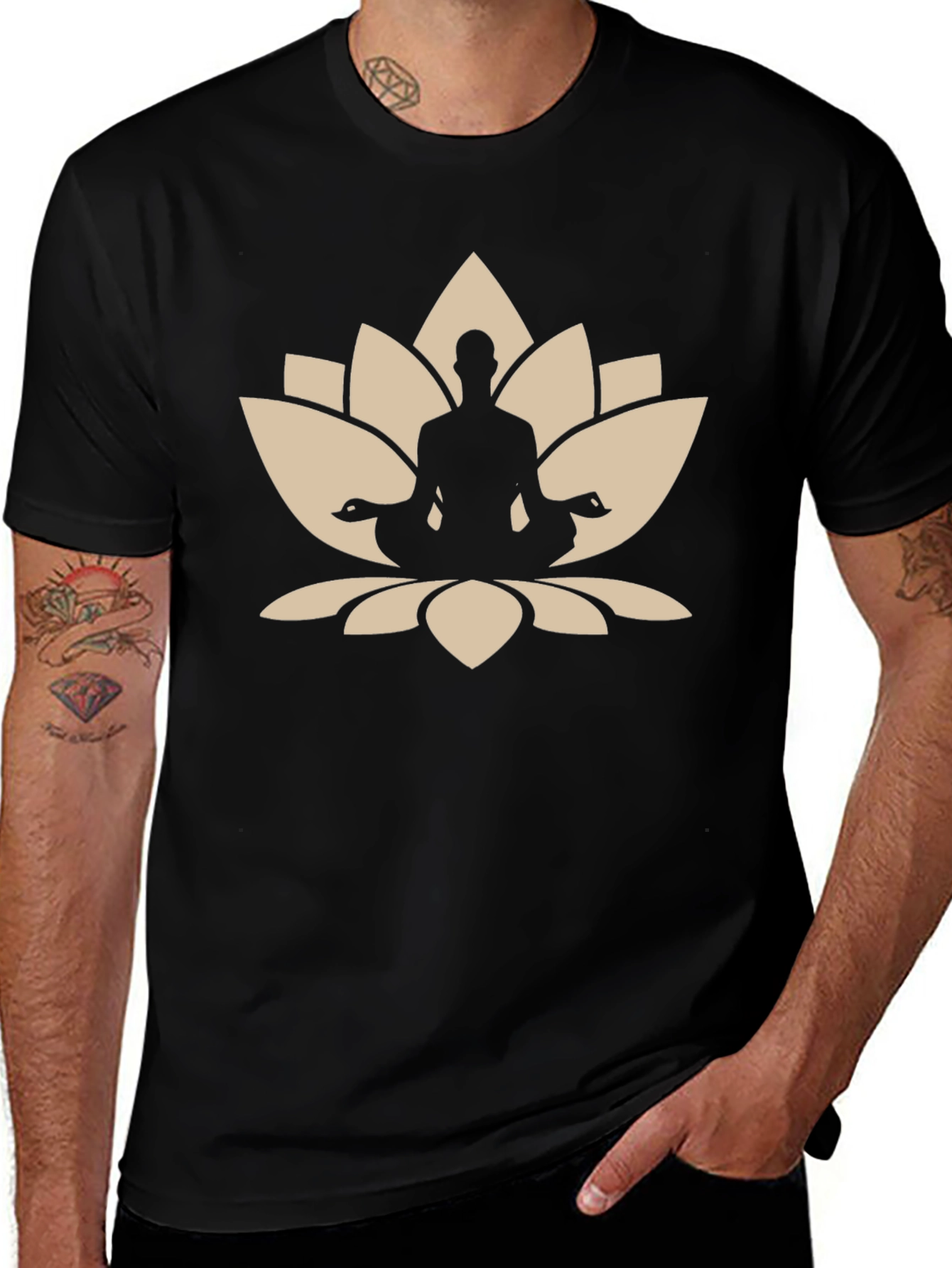 Lotus Meditation Black T-Shirt