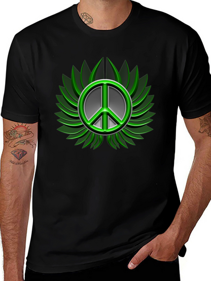 Peace Sign Graphic Black T-Shirt