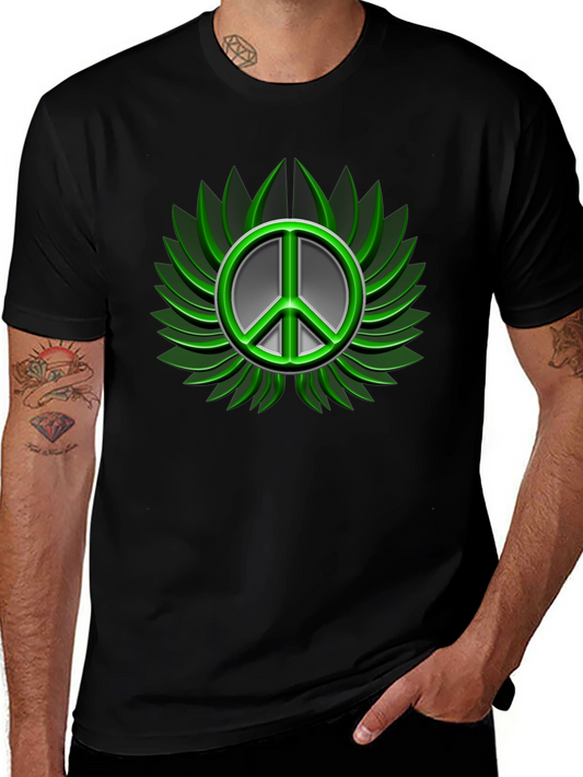 Peace Sign Graphic Black T-Shirt