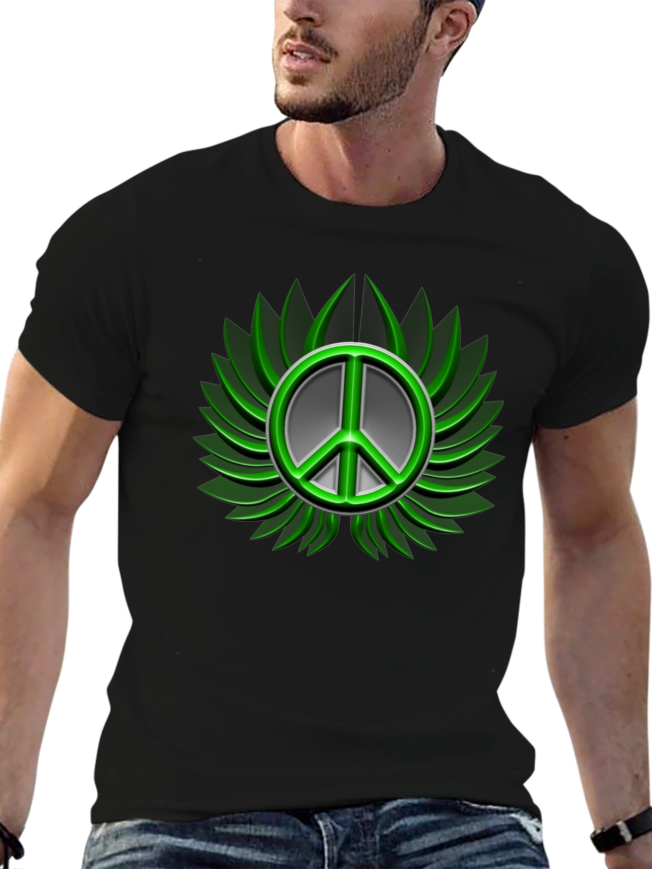 Peace Sign Graphic Black T-Shirt