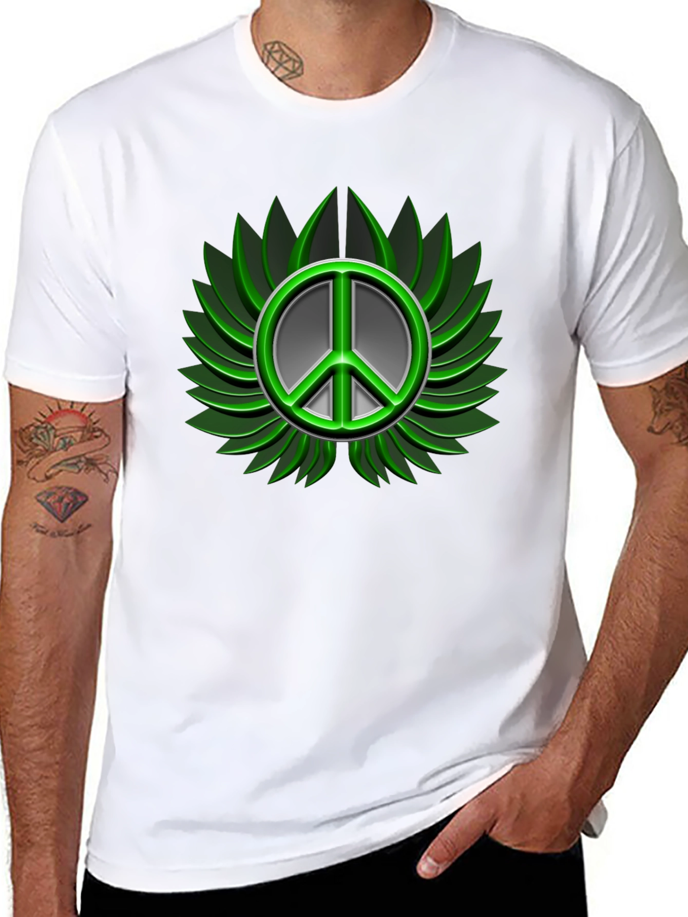 Peace Sign Graphic Black T-Shirt