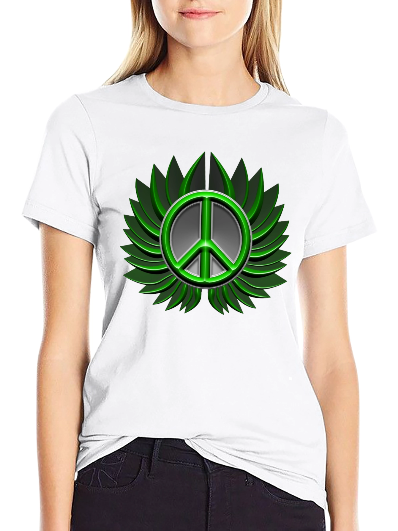 Peace Sign Graphic Black T-Shirt