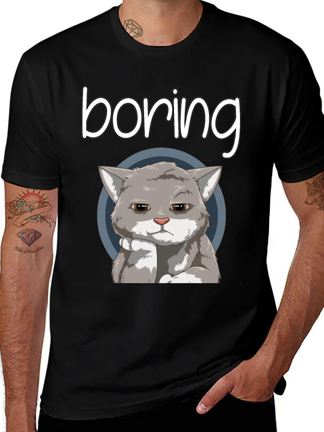 Boring Cat T-Shirt - Funny Graphic Tee