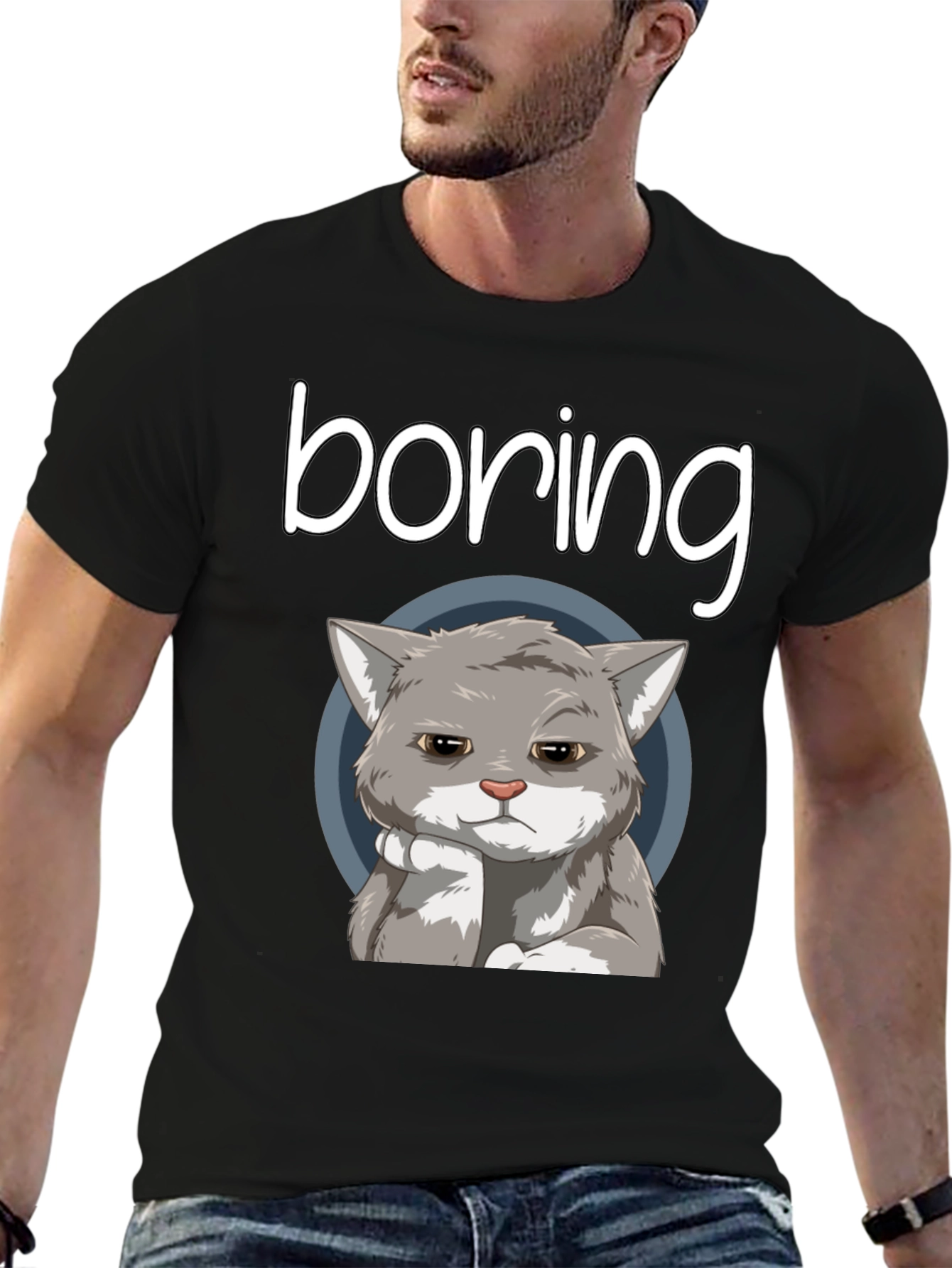 Boring Cat T-Shirt - Funny Graphic Tee