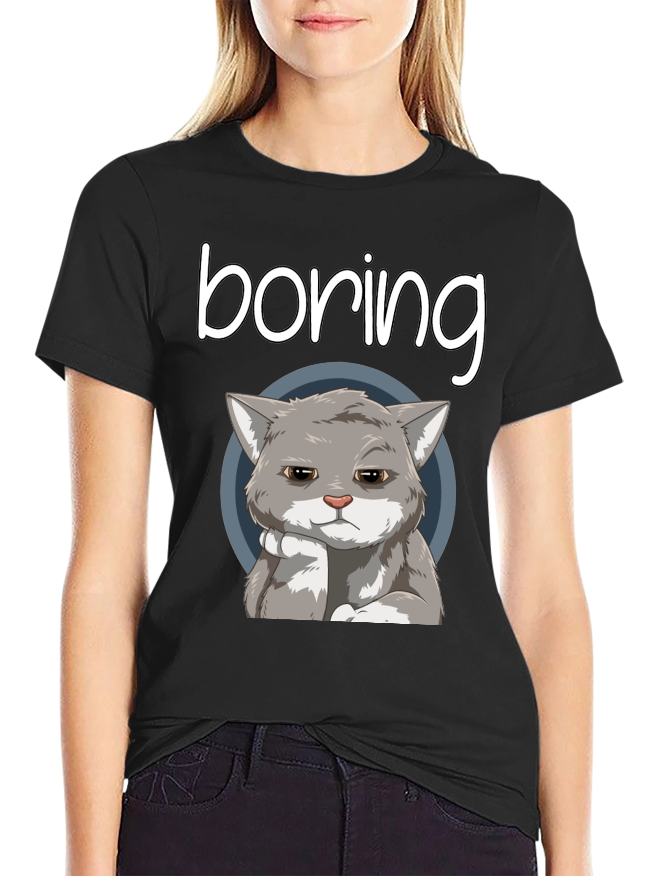 Boring Cat T-Shirt - Funny Graphic Tee