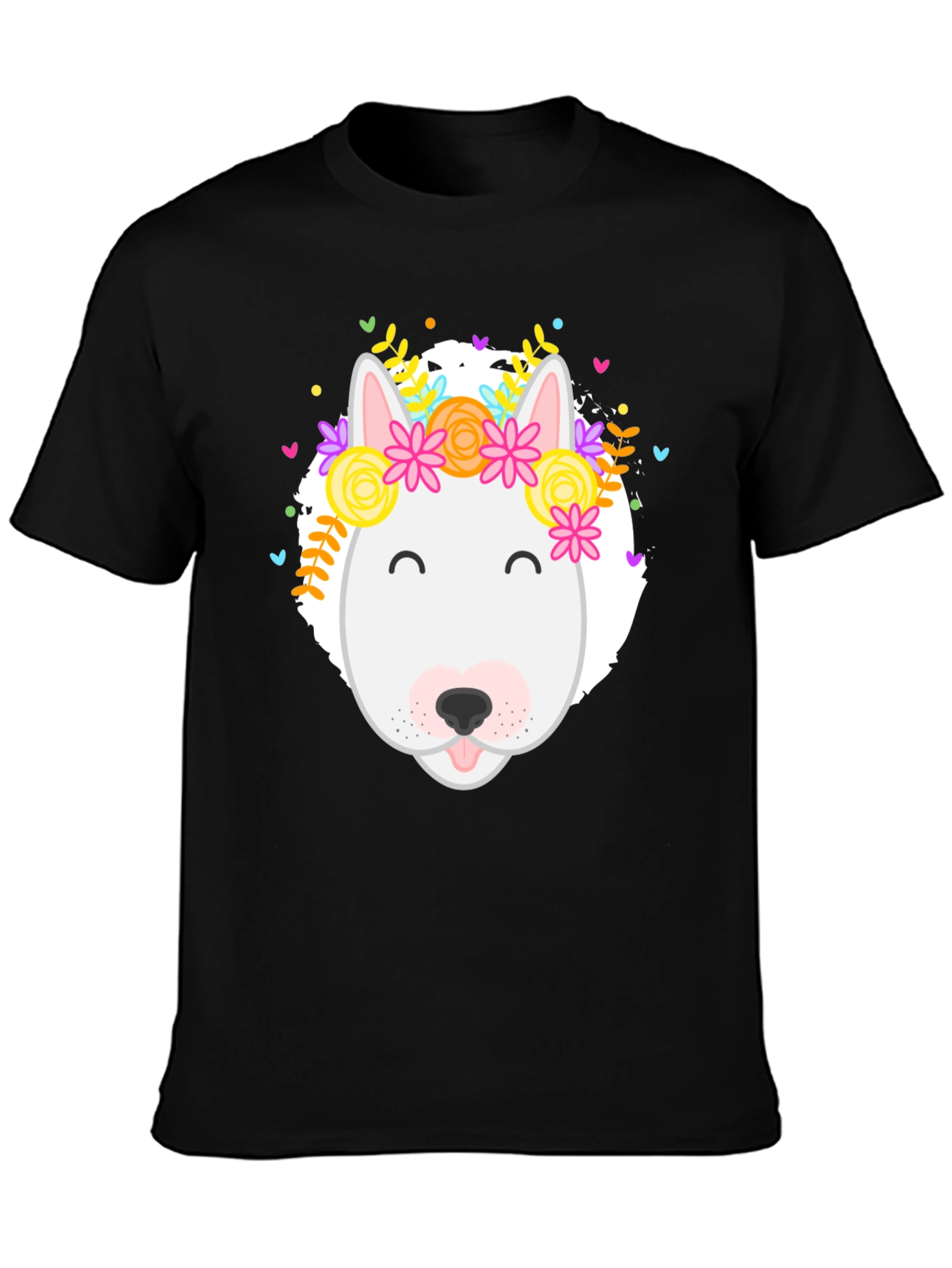 Dog with Floral Crown Graphic Tee