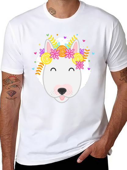 Dog with Floral Crown Graphic Tee