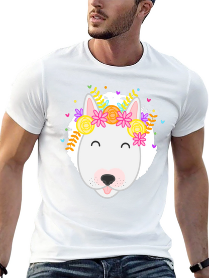 Dog with Floral Crown Graphic Tee