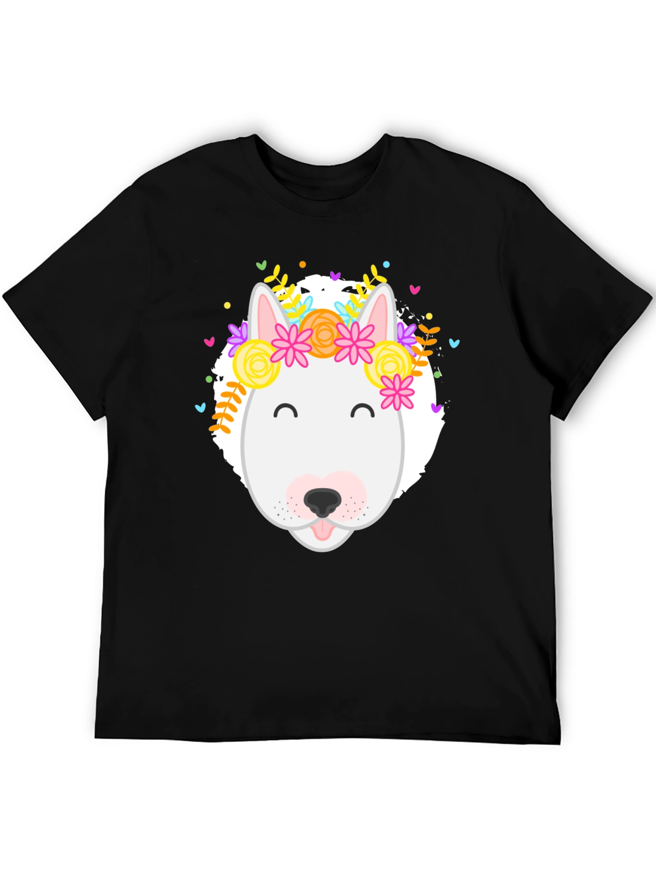 Dog with Floral Crown Graphic Tee