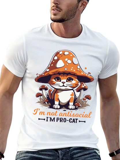 Mushroom Cat Graphic Tee - Im Pro-Cat
