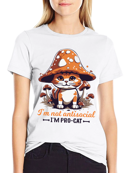 Mushroom Cat Graphic Tee - Im Pro-Cat