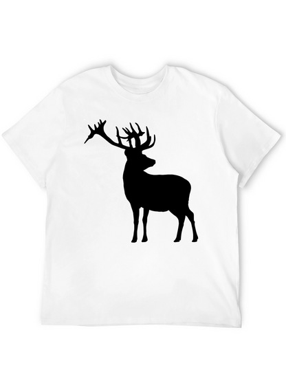 Deer Silhouette Graphic Tee - Black Casual Shirt