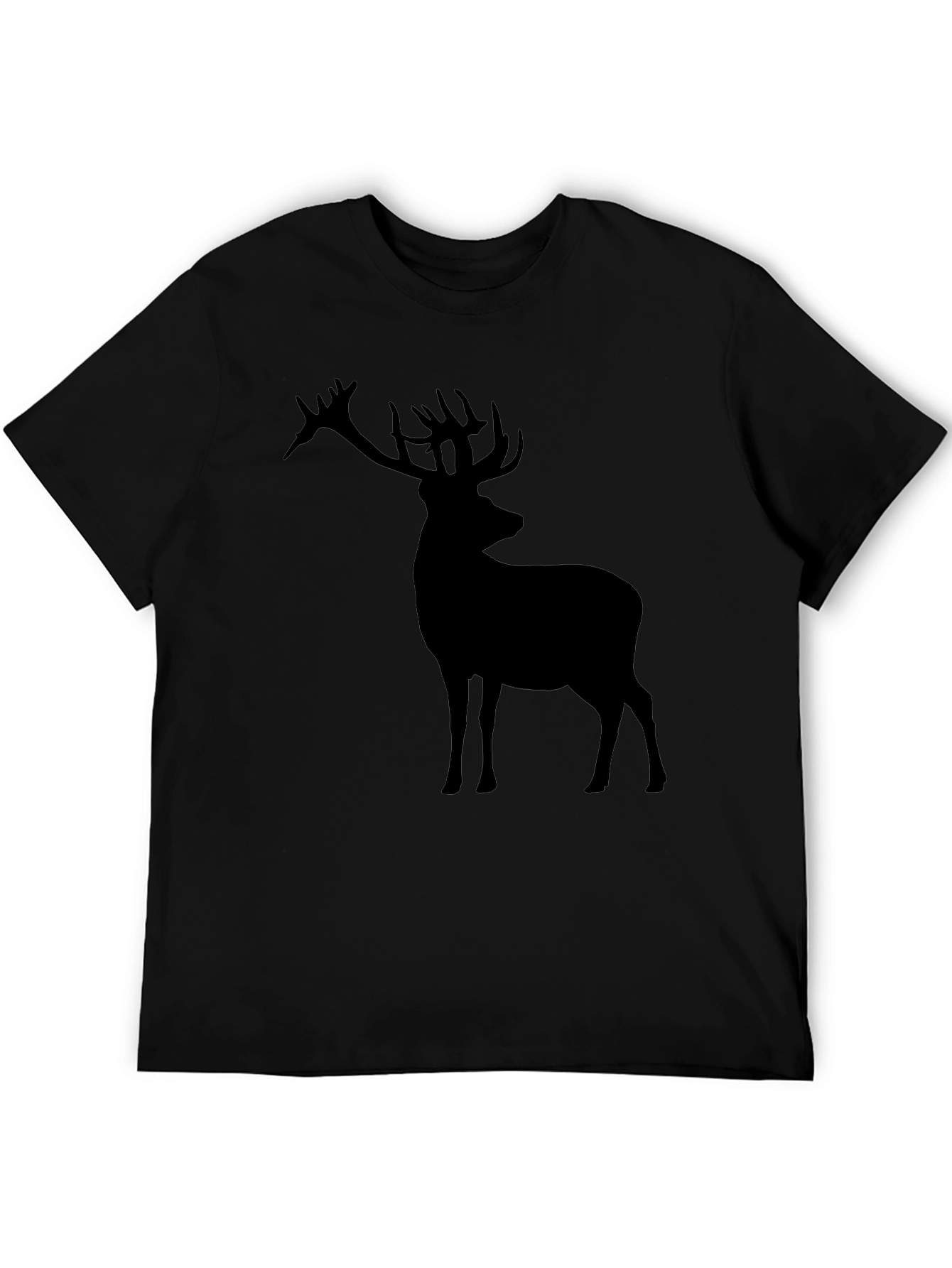 Deer Silhouette Graphic Tee - Black Casual Shirt