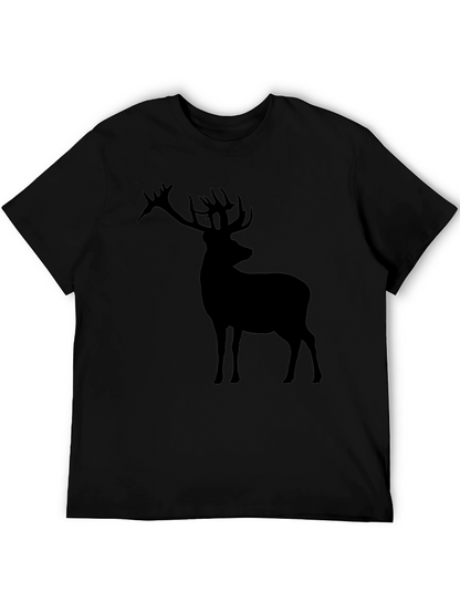 Deer Silhouette Graphic Tee - Black Casual Shirt