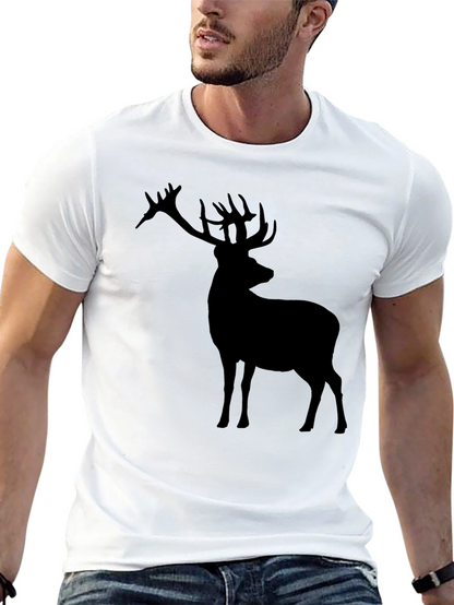 Deer Silhouette Graphic Tee - Black Casual Shirt