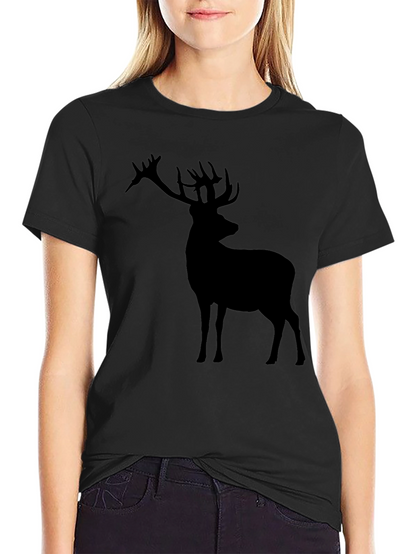 Deer Silhouette Graphic Tee - Black Casual Shirt