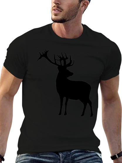 Deer Silhouette Graphic Tee - Black Casual Shirt