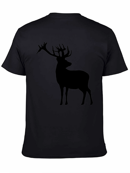 Deer Silhouette Graphic Tee - Black Casual Shirt
