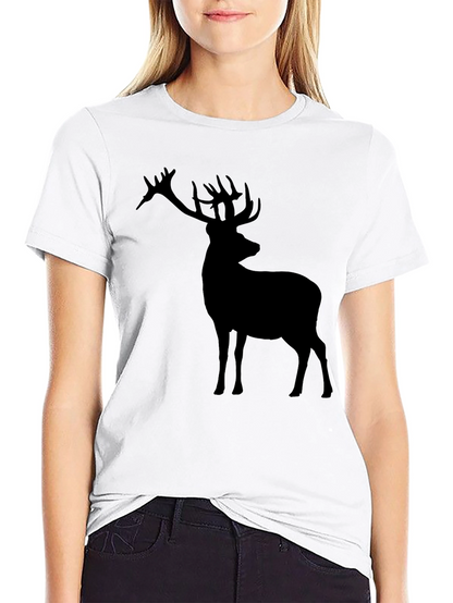 Deer Silhouette Graphic Tee - Black Casual Shirt