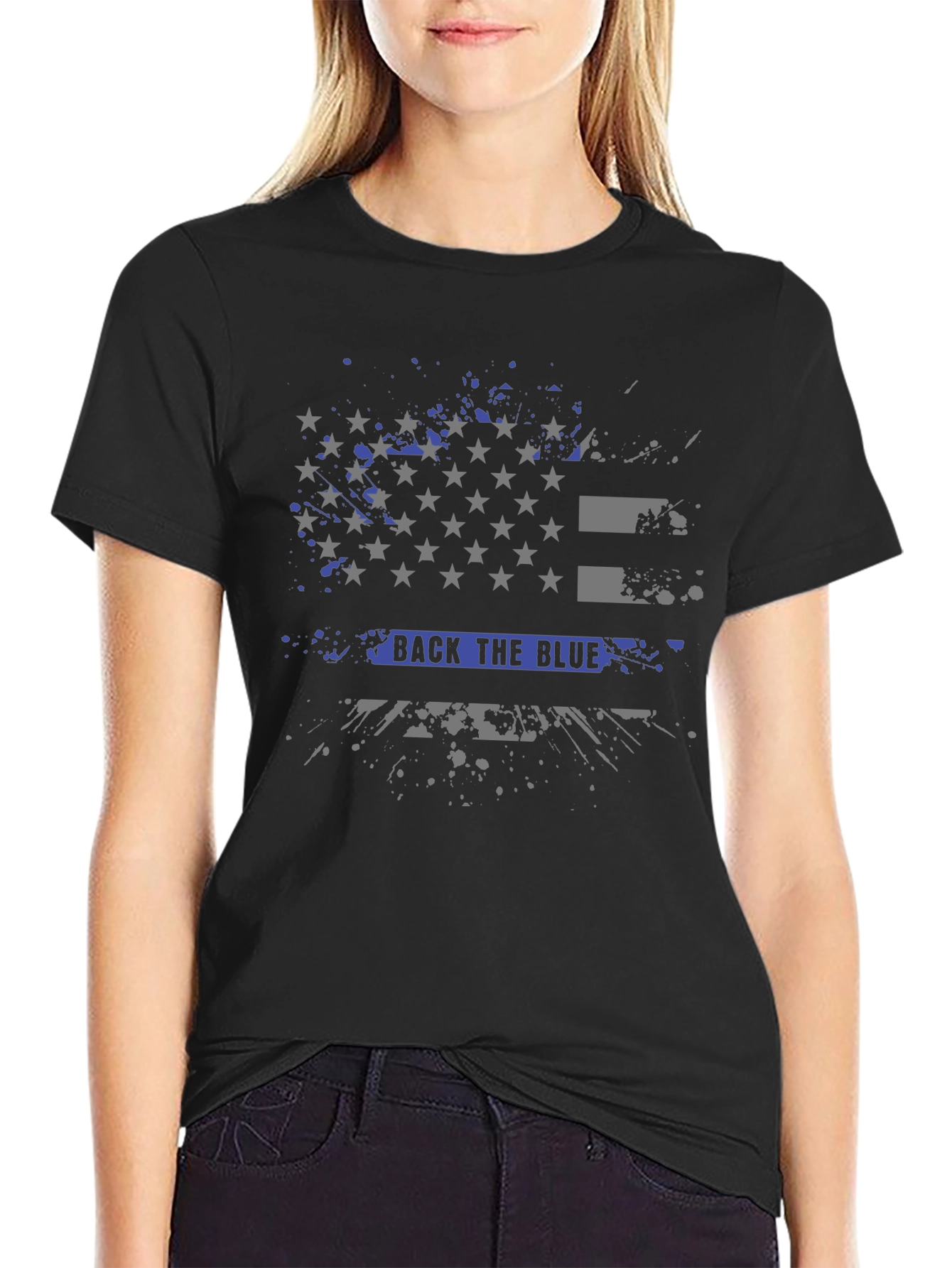 Back The Blue T-Shirt Patriotic Flag Design
