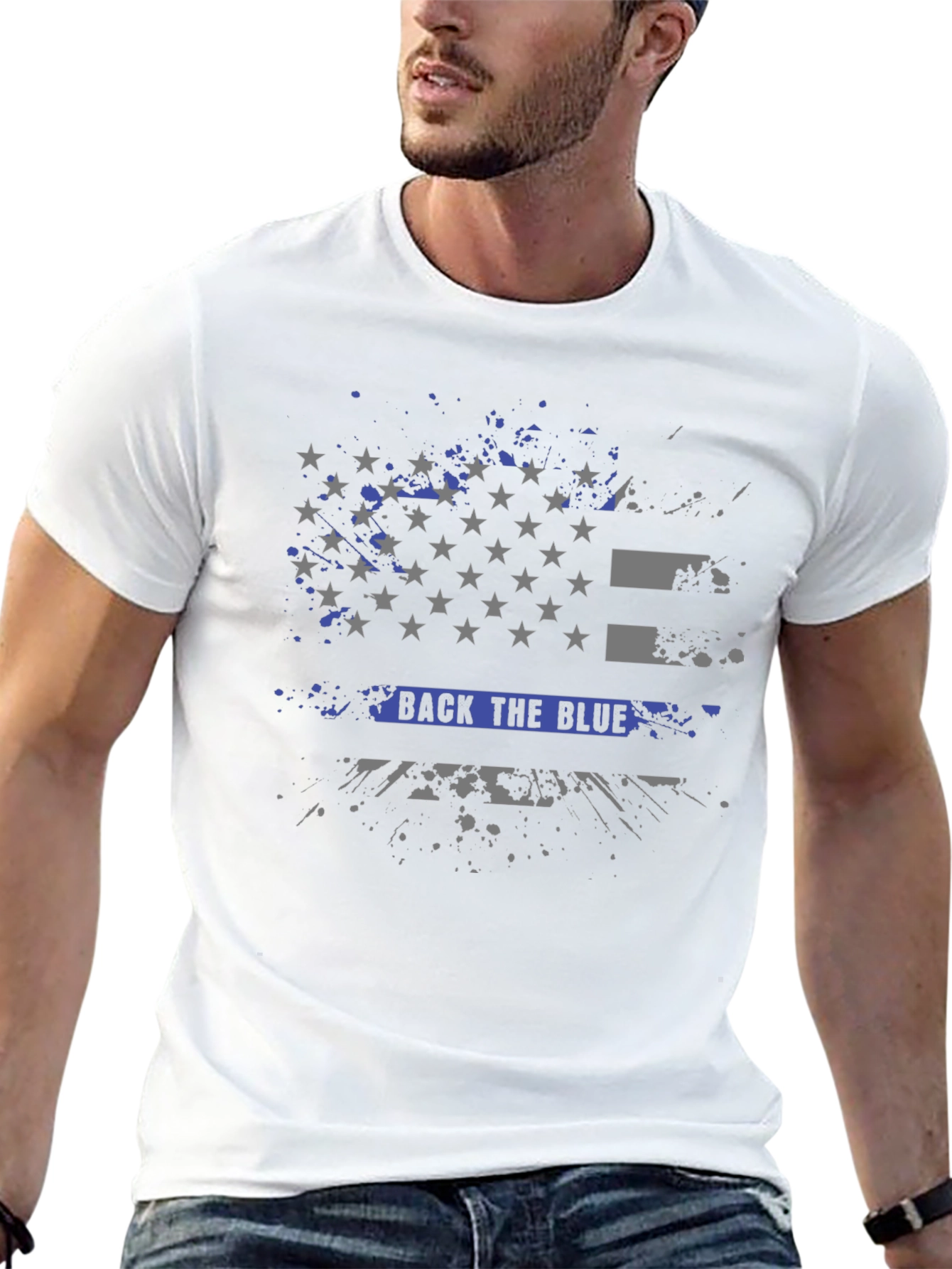 Back The Blue T-Shirt Patriotic Flag Design