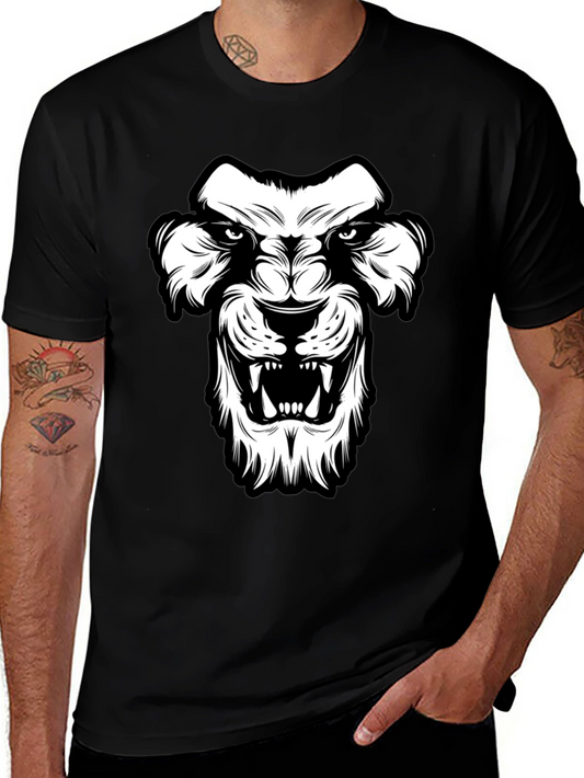 Black T-Shirt with Lion Graphic
