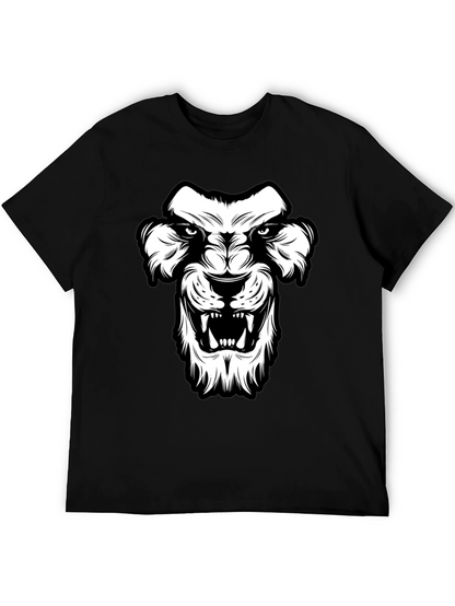 Black T-Shirt with Lion Graphic