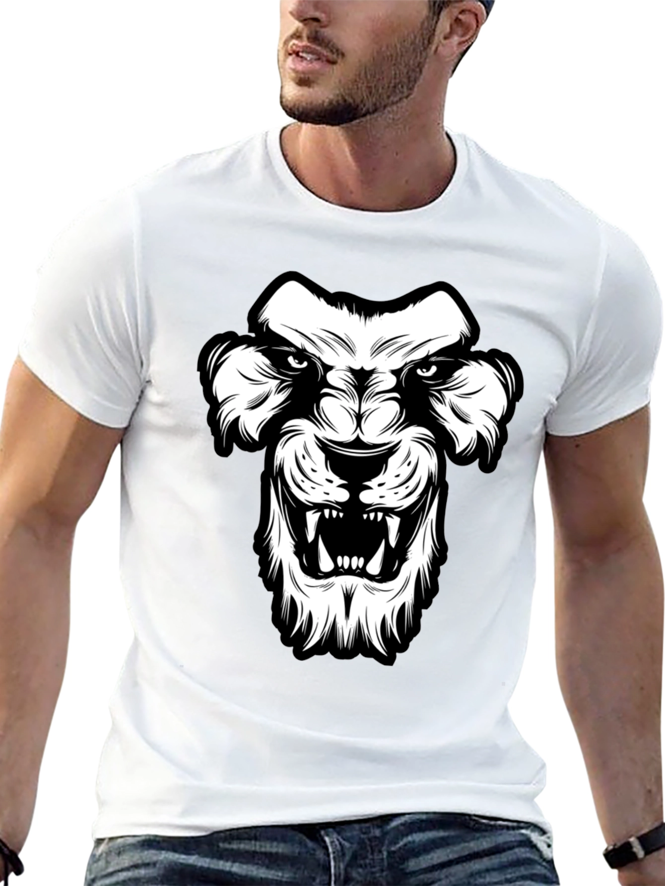Black T-Shirt with Lion Graphic