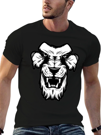 Black T-Shirt with Lion Graphic