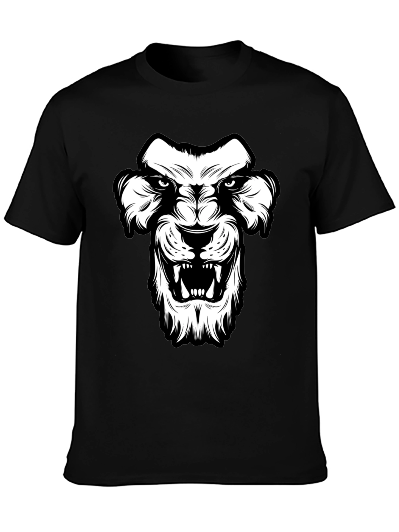 Black T-Shirt with Lion Graphic