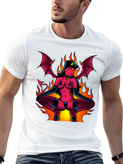 Devil Girl Graphic Tee - Black Cotton T-Shirt