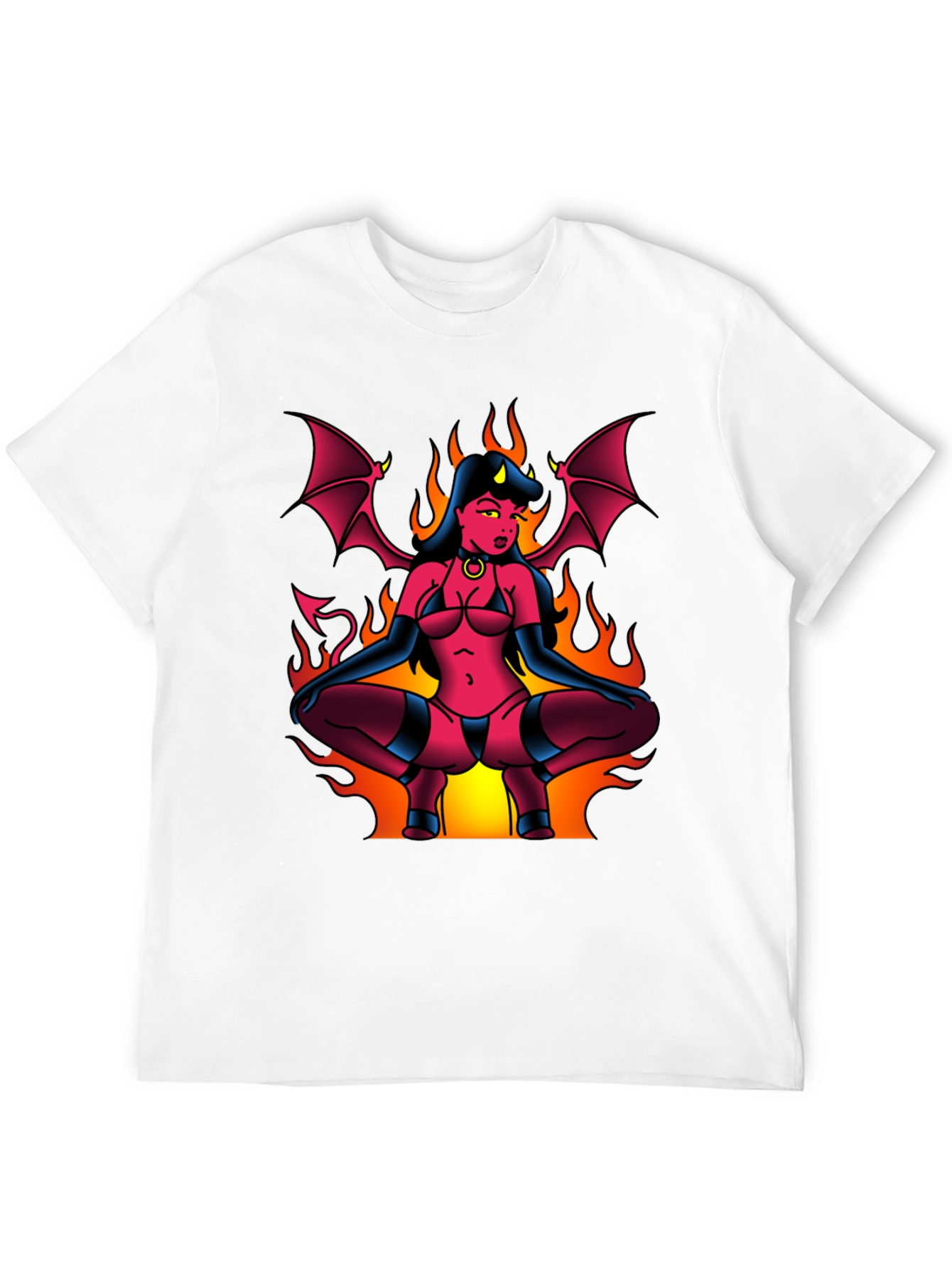 Devil Girl Graphic Tee - Black Cotton T-Shirt