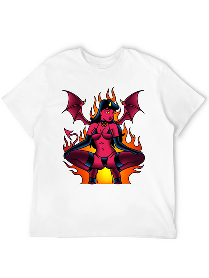 Devil Girl Graphic Tee - Black Cotton T-Shirt