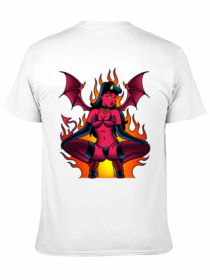 Devil Girl Graphic Tee - Black Cotton T-Shirt