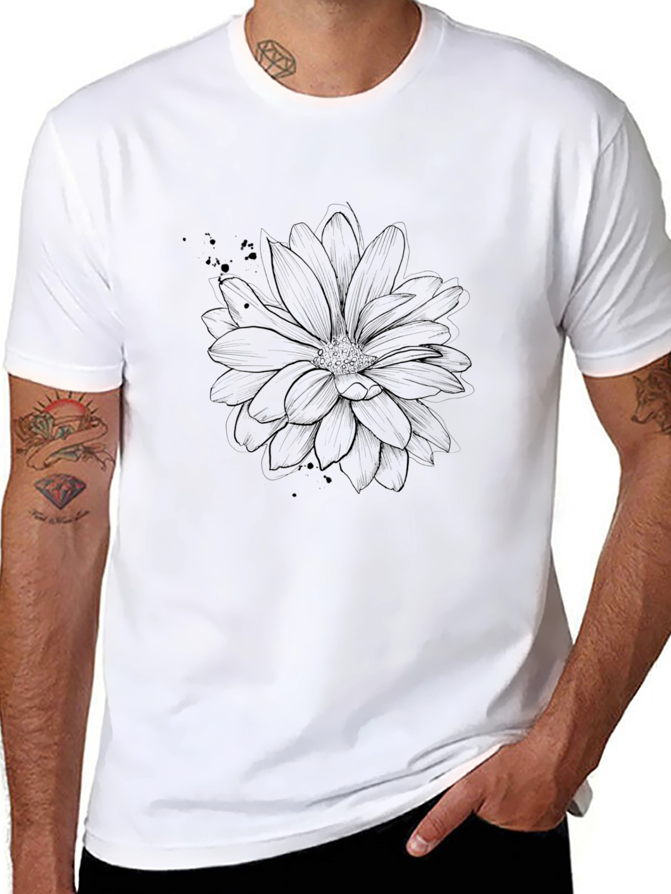 Black Flower Graphic Tee - Stylish Mens Casual Wear