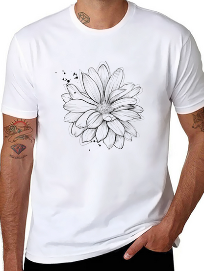 Black Flower Graphic Tee - Stylish Mens Casual Wear