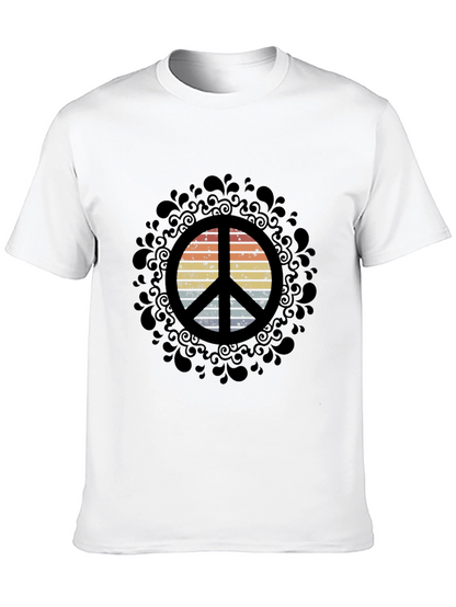 Retro Peace Sign Graphic Tee - Black