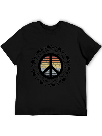 Retro Peace Sign Graphic Tee - Black