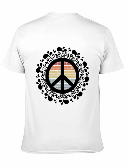 Retro Peace Sign Graphic Tee - Black